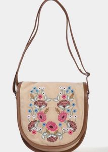 Floral Embroidered Sling Bag