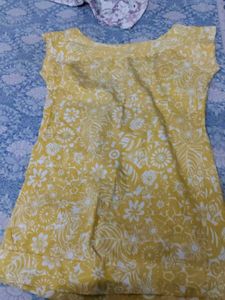 Yellow Floral Print Tunic Top