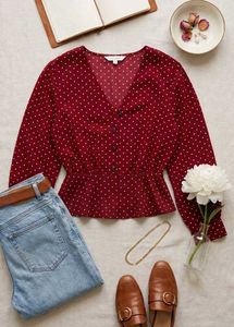 Chic Polka Dot V-Neck top
