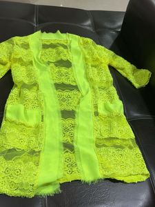 Neon Lace Kimono Cardigan