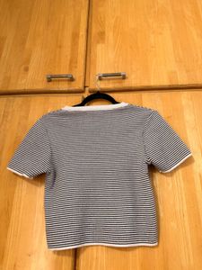 Striped Cropped Knit Top