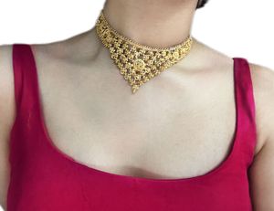 Gold Necklace Set with earrings, nose ring