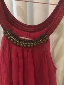 Chic deep pink Beaded Halter Dress