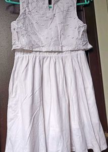 White Eyelet Top Layered Dress