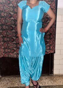 Vibrant Blue Silky Patiala Suit Salwar