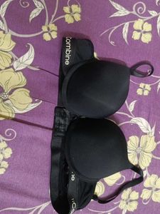 Black Push-Up Bra with Logo Band