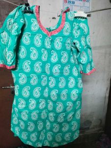 Teal Paisley Print Kurta