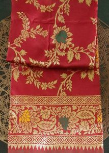Beautiful Red Floral Silk Saree