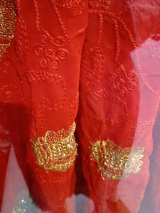 Red Embroidered Saree