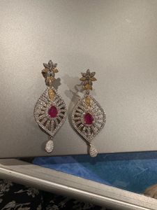 Elegant Ruby &amp; Diamond Drop Earrings