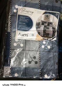 Stylish Blue Checkered Bedsheet Set