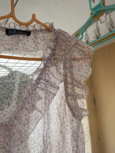 Floral Chiffon Ruffle Blouse