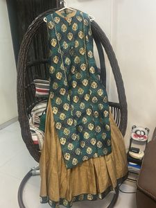 Beautiful Teal Ethnic Kurta and Golden Ghagra