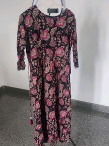 Beautiful Floral Print Kurta with Embellished Neck