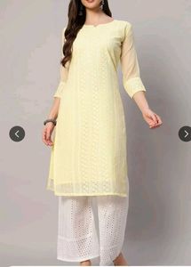 Yellow Chikankari Kurti