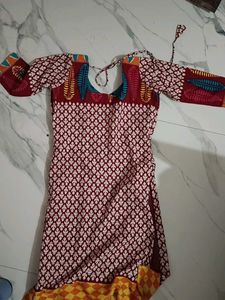 Maroon Printed Kurta