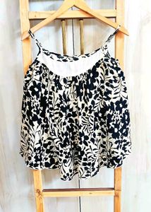 Black &amp; White Floral Camisole Top Size-40