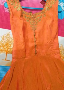 Elegant Orange Anarkali Dress