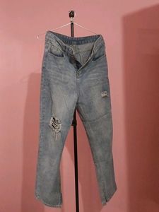 Distressed Light Wash Flare Jeans