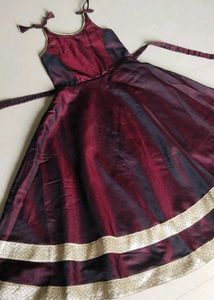 Maroon gown with Gold Border