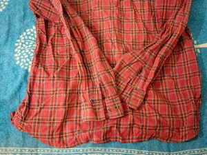 Men's Red Plaid Button-Down Shirt