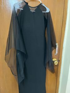 Chic Black Sheer Sleeve Dress