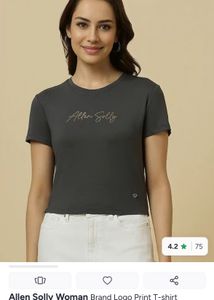 Allen Solly Woman Charcoal Grey T-Shirt