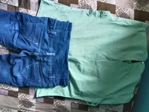 Mint Green Collared Button-Up top with jeans