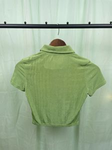 Y2K inspired H&amp;M Lime Green Button-Up Collared Top