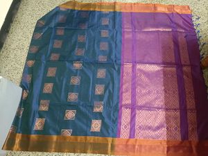 Elegant Blue & Purple Silk Saree