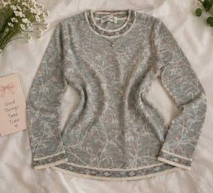 Cozy Floral Pattern Knit Sweater