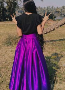 Elegant Purple Satin Wrap Skirt