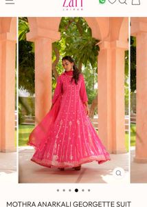 Anarkali Pink Bandhani Kurta with dupatta
