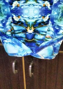 Blue Abstract Print Crop Top