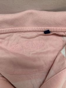 Louis Philippe Pink Striped Polo Shirt