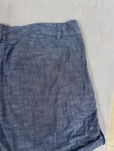 Stylish Blue Linen Blend Shorts