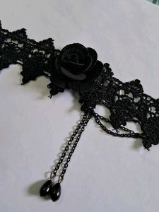 Gothic Black Lace Rose Choker