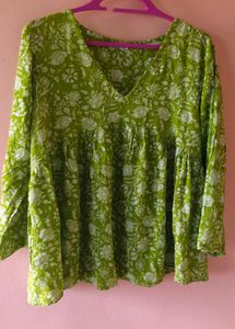 Green Floral Print Kurta