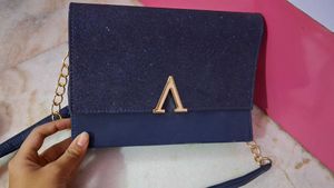 Stylish Navy Glitter Clutch Bag