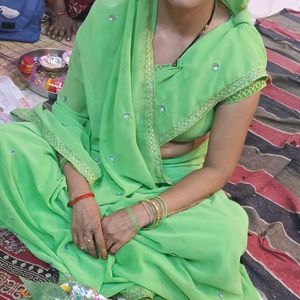 Green Embroidered Saree