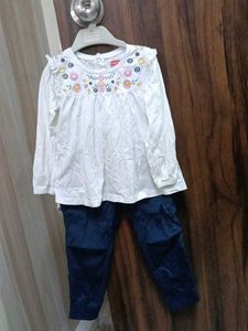 Cute Embroidered Top and Pants Set