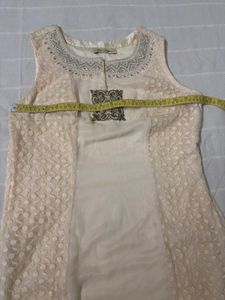 Cream Kurta with Intricate Neckline