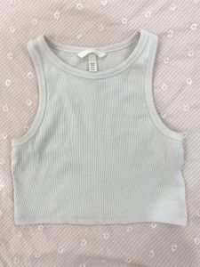 H&amp;M Ribbed White Crop Tank Top