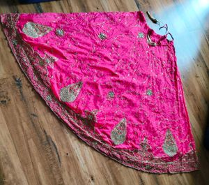 Vibrant Pink dabka/zardozi handwork skirt