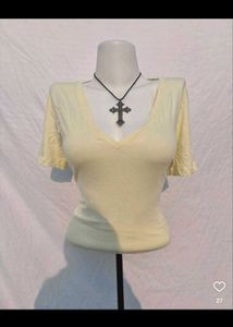 Pale Yellow V-Neck Tee