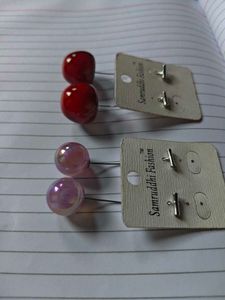 Charming Cherry & Pearl Stud Earrings