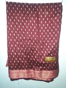 Brand New Saree,wine And Golden Color