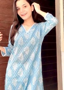 Sky Blue Printed Kurta