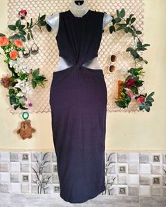 🔥BUY 1, GET 1 FREE🔥Black Cut-Out Midi Dress