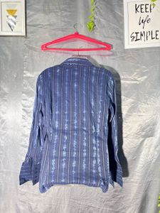 Zara Blue Striped Button-Up Shirt